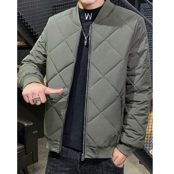 Men’s Zip Up Teddy Lined Quilted Fleece Lined Jacket - Picture 3 of 3
